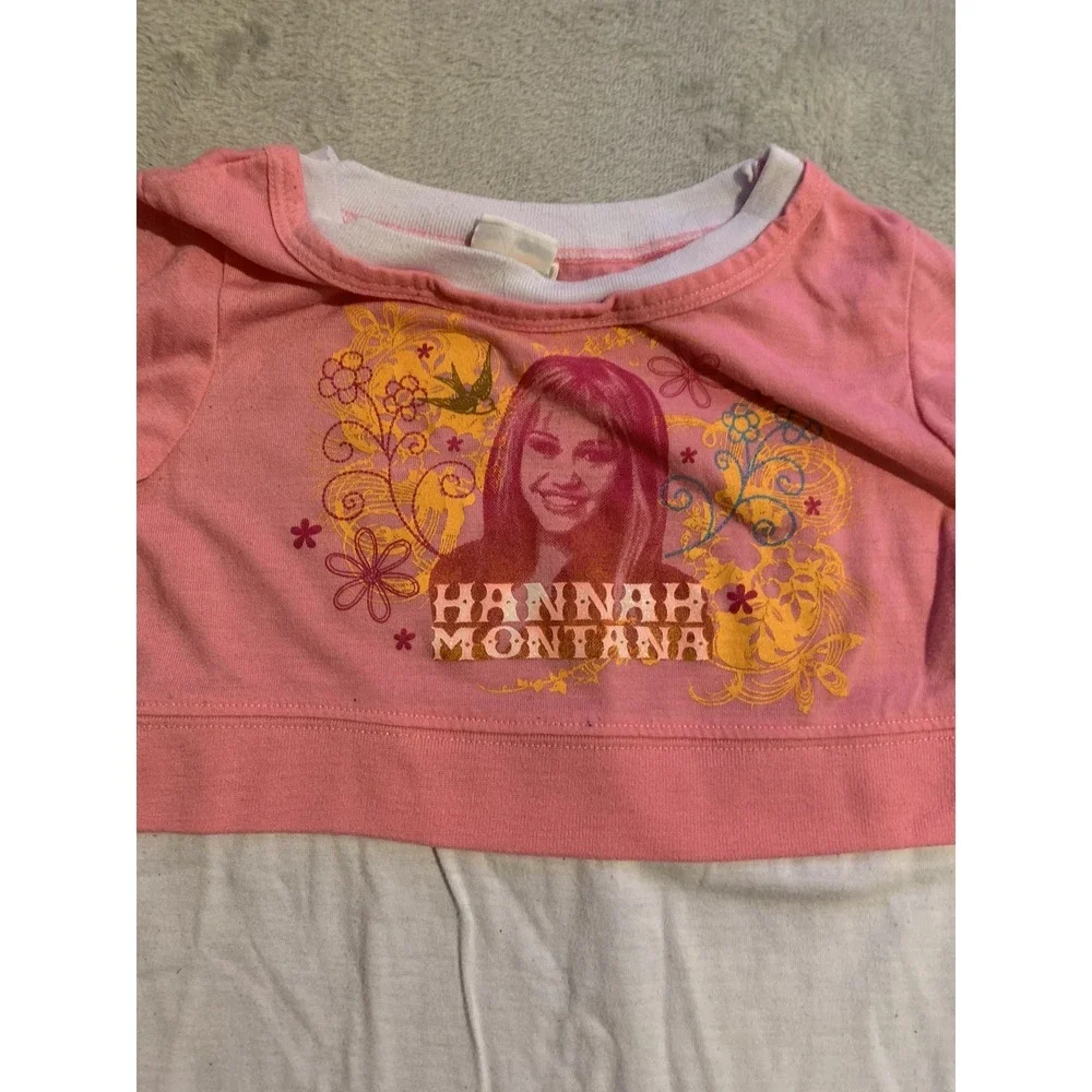 Hannah Montana Girls Medium 8/10 T Shirt Vintage 2000s Pop Star Y2K Pink Long